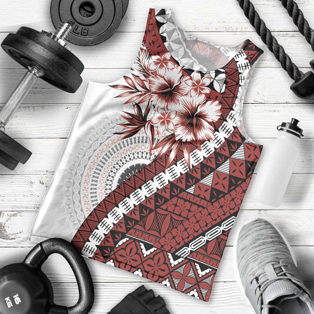 Bula Fiji Men Tank Top White Kaivity Masi Tapa