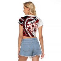 Bula Fiji Raglan Cropped T Shirt White Kaivity Masi Tapa