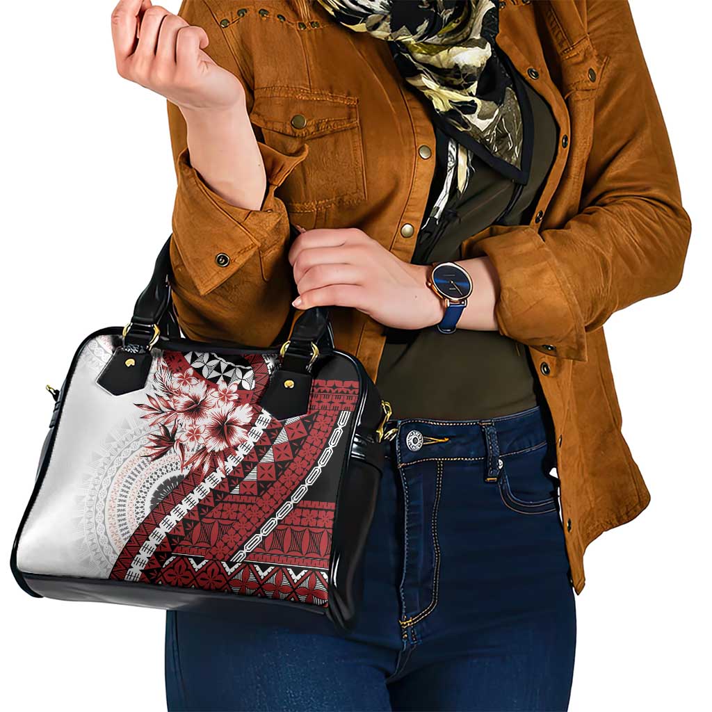 Bula Fiji Shoulder Handbag White Kaivity Masi Tapa