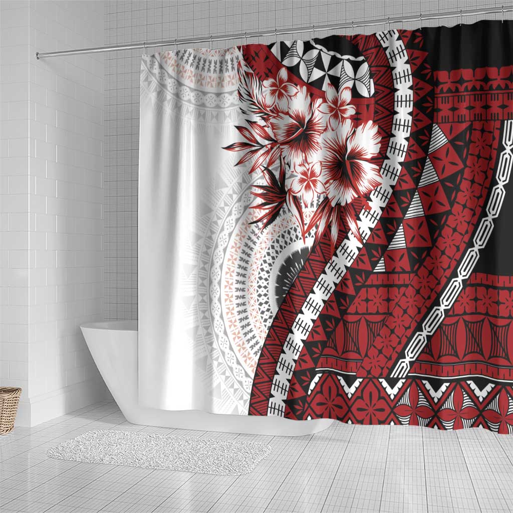 Bula Fiji Shower Curtain White Kaivity Masi Tapa