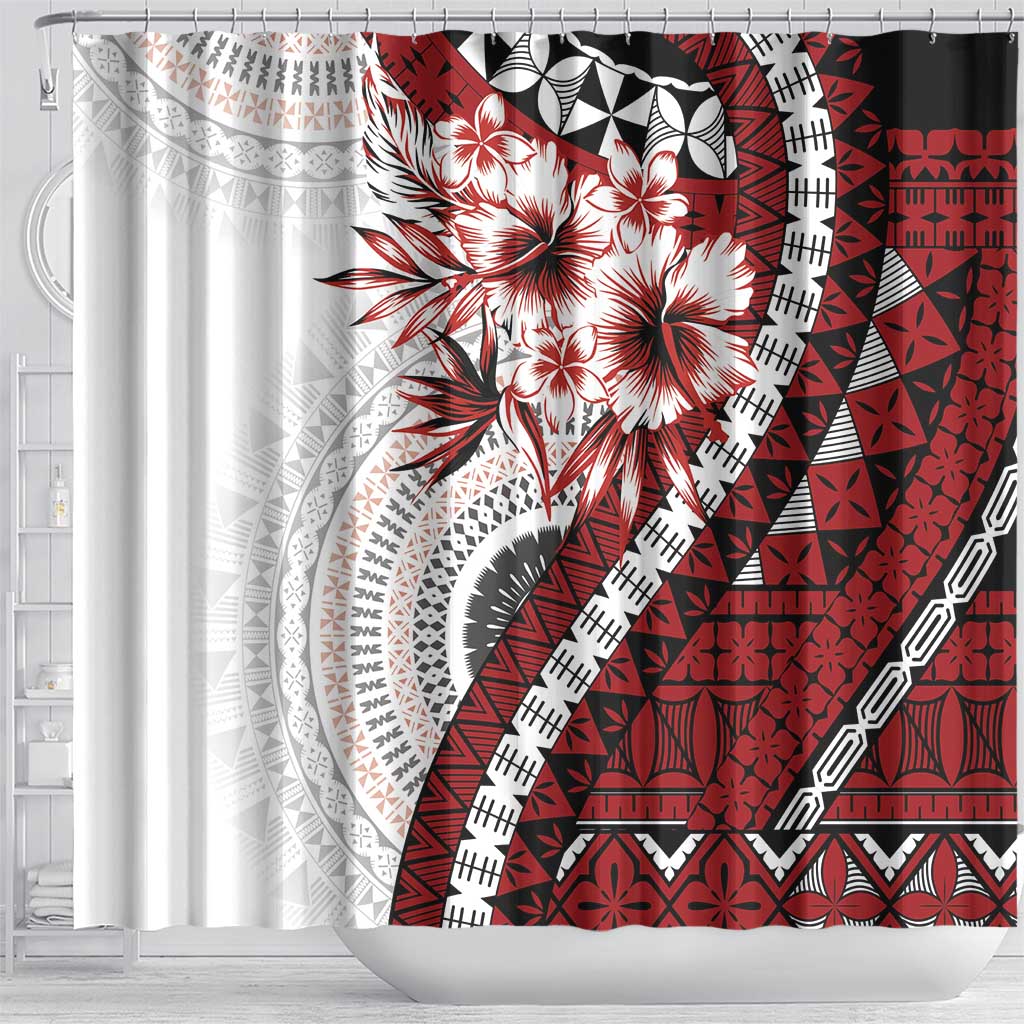 Bula Fiji Shower Curtain White Kaivity Masi Tapa