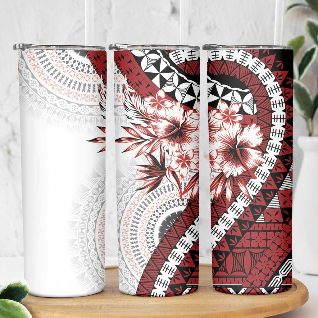 Bula Fiji Skinny Tumbler White Kaivity Masi Tapa