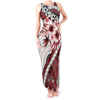 Bula Fiji Tank Maxi Dress White Kaivity Masi Tapa