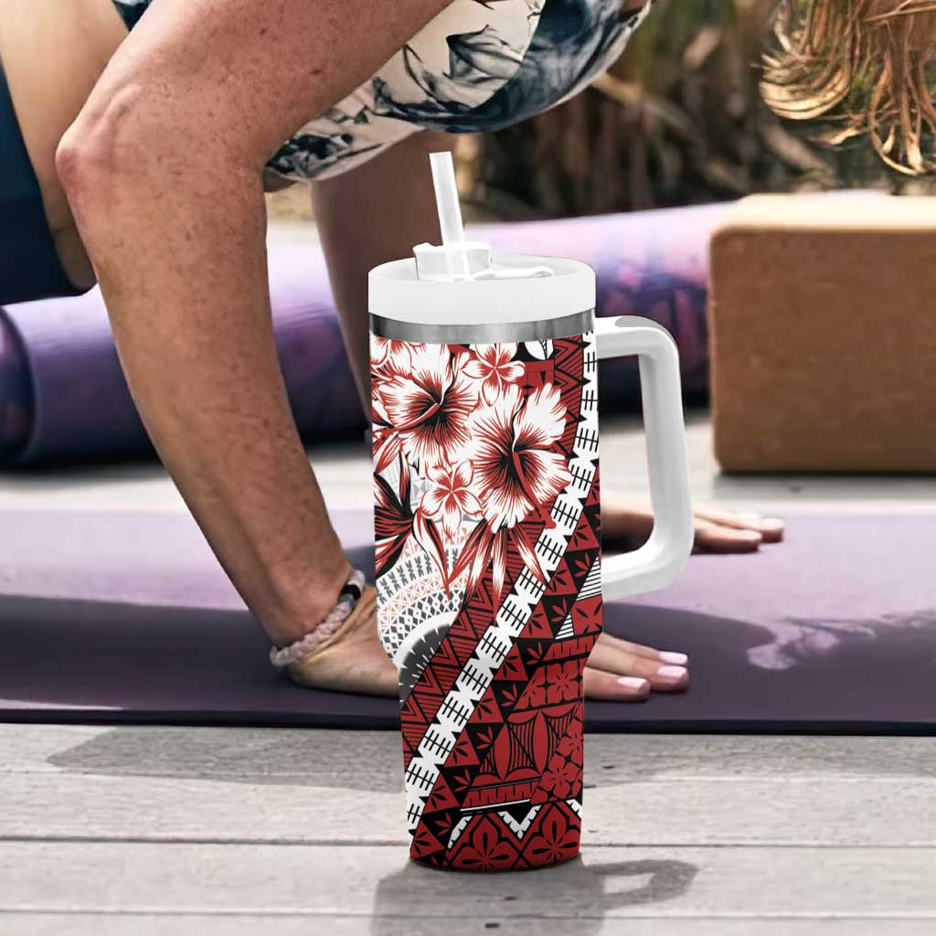 Bula Fiji Tumbler With Handle White Kaivity Masi Tapa