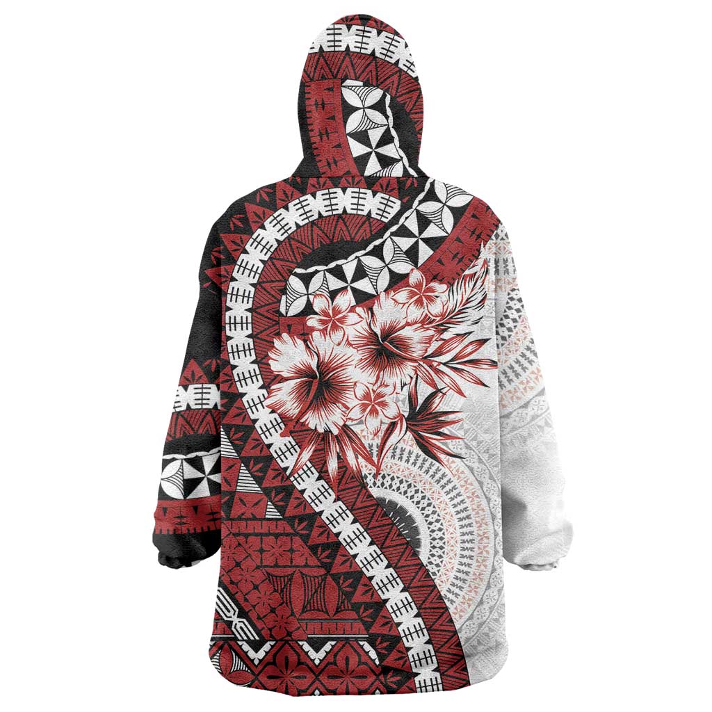 Bula Fiji Wearable Blanket Hoodie White Kaivity Masi Tapa