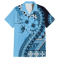 Bula Fiji Family Matching Off Shoulder Short Dress and Hawaiian Shirt Turquoise Kaivity Masi Tapa