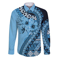 Bula Fiji Family Matching Puletasi and Hawaiian Shirt Turquoise Kaivity Masi Tapa