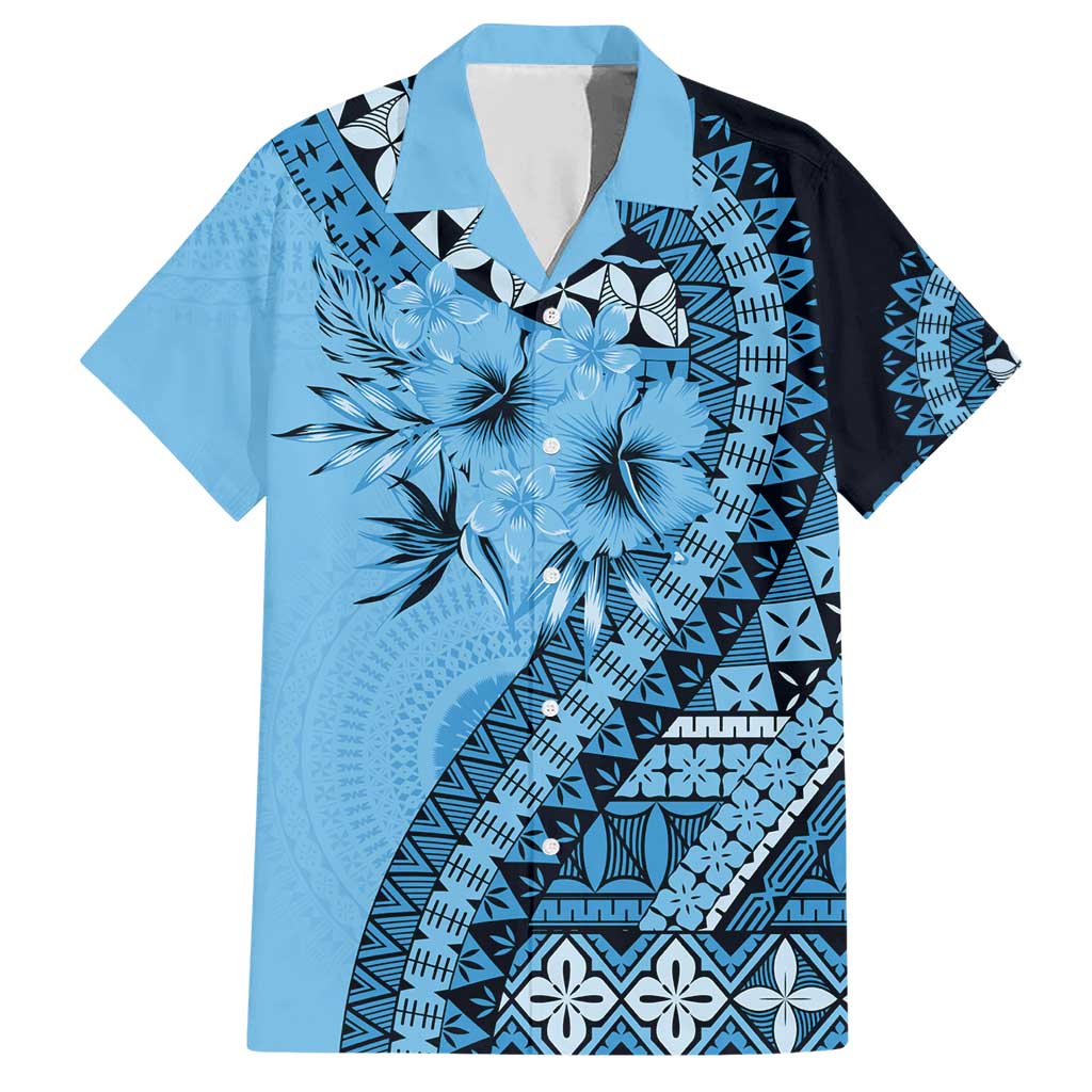 Bula Fiji Family Matching Short Sleeve Bodycon Dress and Hawaiian Shirt Turquoise Kaivity Masi Tapa