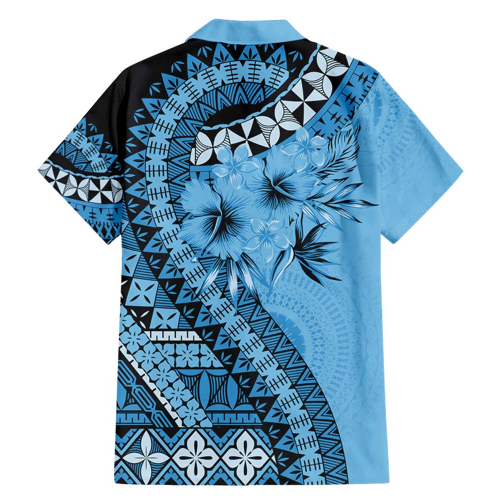 Bula Fiji Family Matching Summer Maxi Dress and Hawaiian Shirt Turquoise Kaivity Masi Tapa