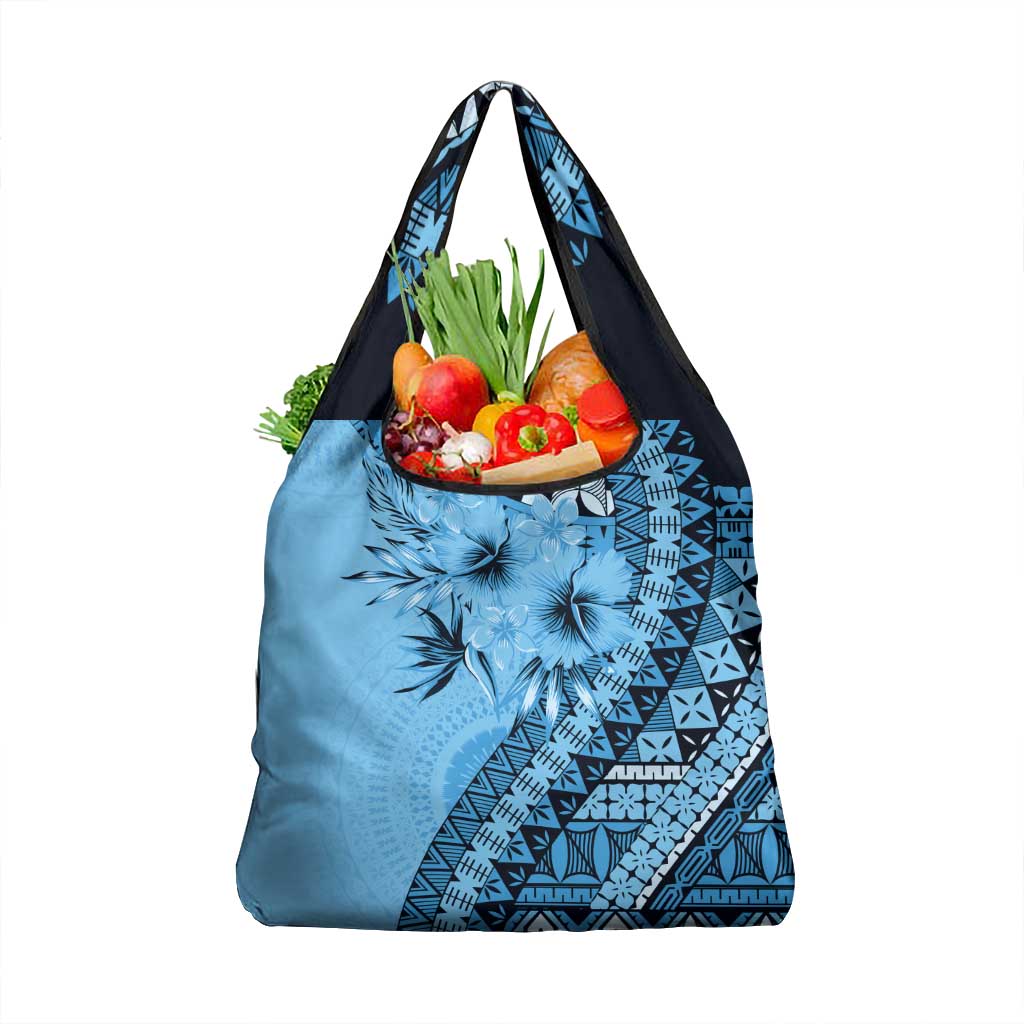 Bula Fiji Grocery Bag Turquoise Kaivity Masi Tapa