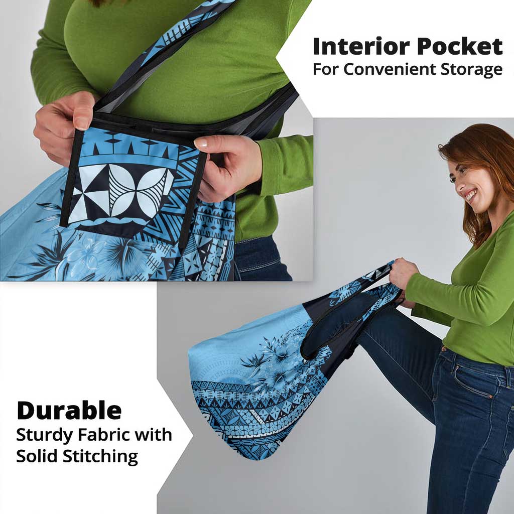 Bula Fiji Grocery Bag Turquoise Kaivity Masi Tapa