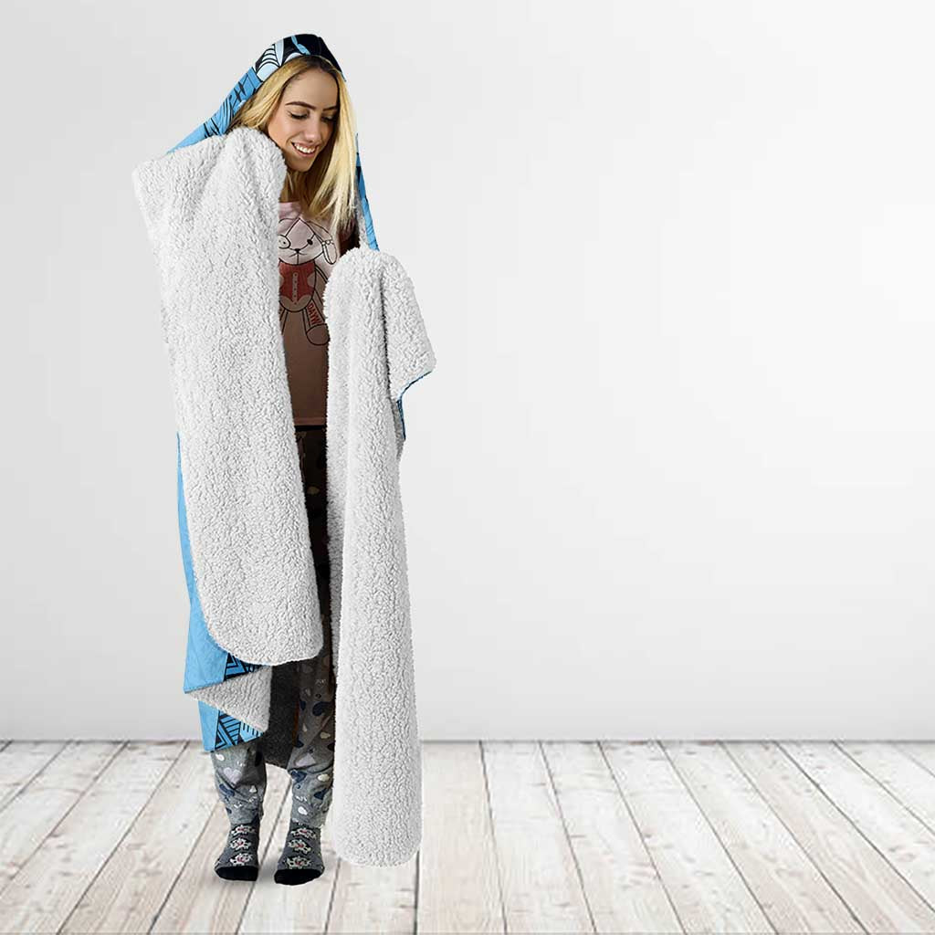 Bula Fiji Hooded Blanket Turquoise Kaivity Masi Tapa