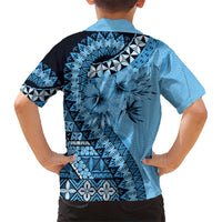 Bula Fiji Kid Hawaiian Shirt Turquoise Kaivity Masi Tapa