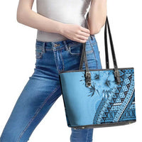 Bula Fiji Leather Tote Bag Turquoise Kaivity Masi Tapa