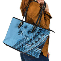 Bula Fiji Leather Tote Bag Turquoise Kaivity Masi Tapa