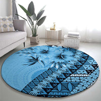 Bula Fiji Round Carpet Turquoise Kaivity Masi Tapa
