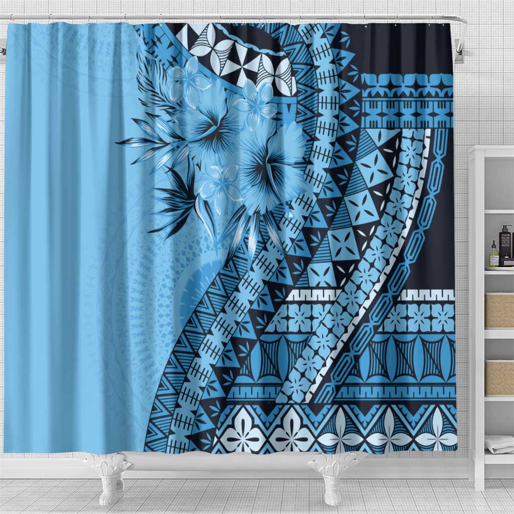 Bula Fiji Shower Curtain Turquoise Kaivity Masi Tapa