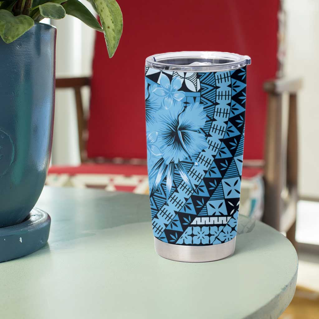 Bula Fiji Tumbler Cup Turquoise Kaivity Masi Tapa