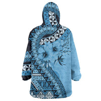 Bula Fiji Wearable Blanket Hoodie Turquoise Kaivity Masi Tapa