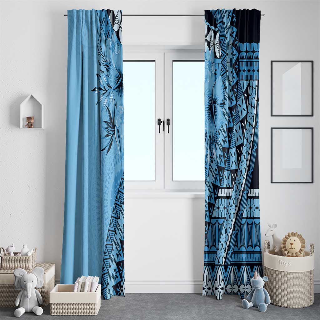 Bula Fiji Window Curtain Turquoise Kaivity Masi Tapa