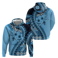 Bula Fiji Zip Hoodie Turquoise Kaivity Masi Tapa