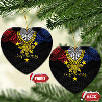 Philippines Heritage Baybayin Mix Polynesian Ceramic Ornament LT7 Heart Black - Polynesian Pride