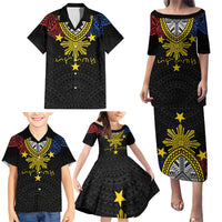 Philippines Heritage Baybayin Mix Polynesian Family Matching Puletasi and Hawaiian Shirt