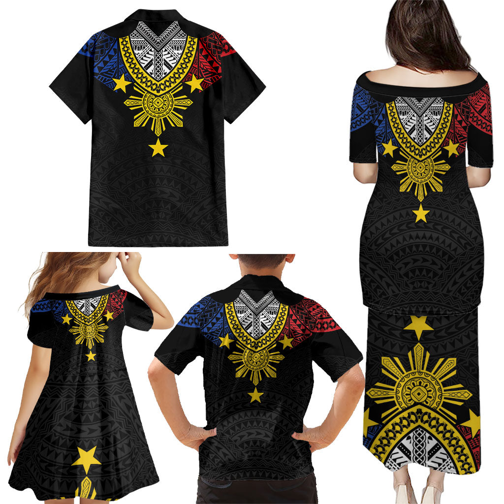 Philippines Heritage Baybayin Mix Polynesian Family Matching Puletasi and Hawaiian Shirt
