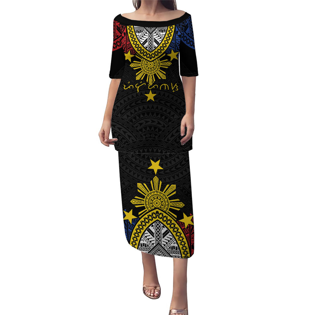 Philippines Heritage Baybayin Mix Polynesian Family Matching Puletasi and Hawaiian Shirt