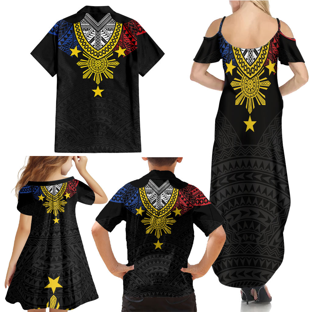 Philippines Heritage Baybayin Mix Polynesian Family Matching Summer Maxi Dress and Hawaiian Shirt LT7 - Polynesian Pride