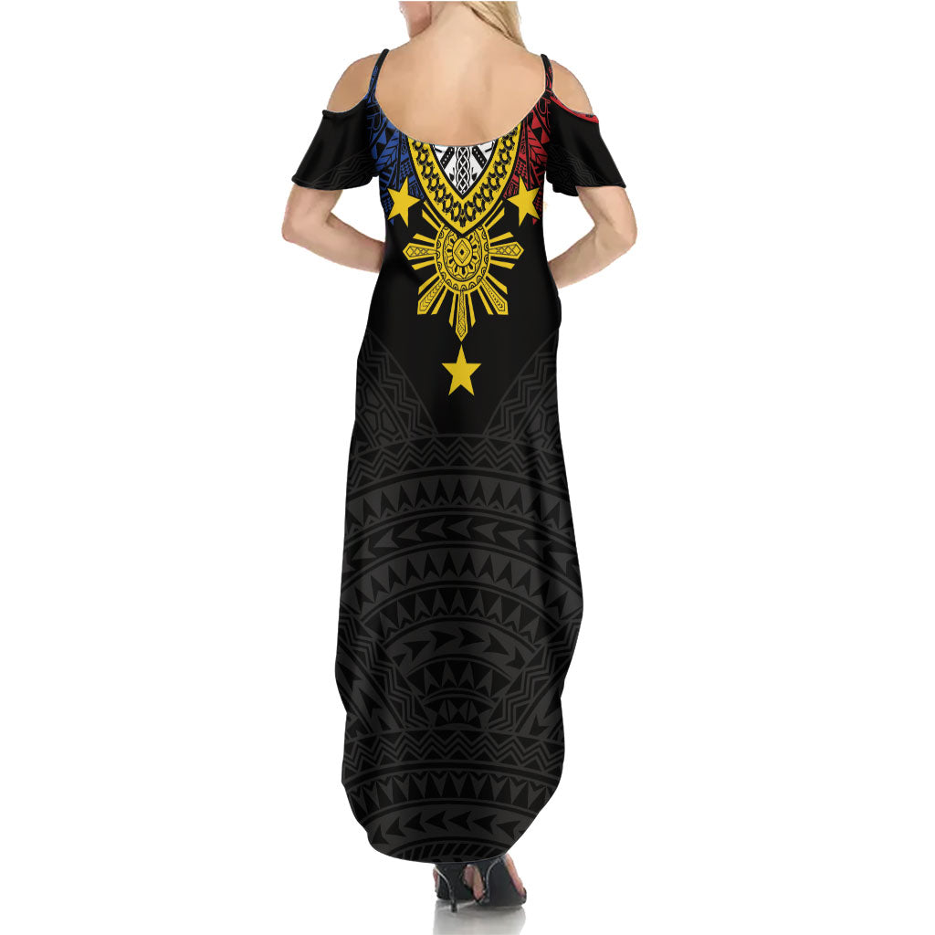 Philippines Heritage Baybayin Mix Polynesian Family Matching Summer Maxi Dress and Hawaiian Shirt LT7 - Polynesian Pride