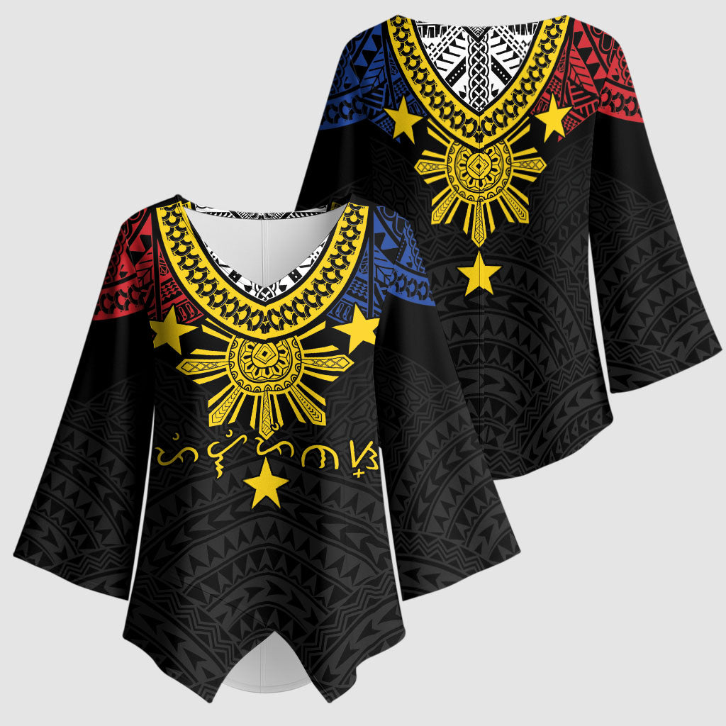 Philippines Heritage Baybayin Mix Polynesian Kimono Sleeve Blouse