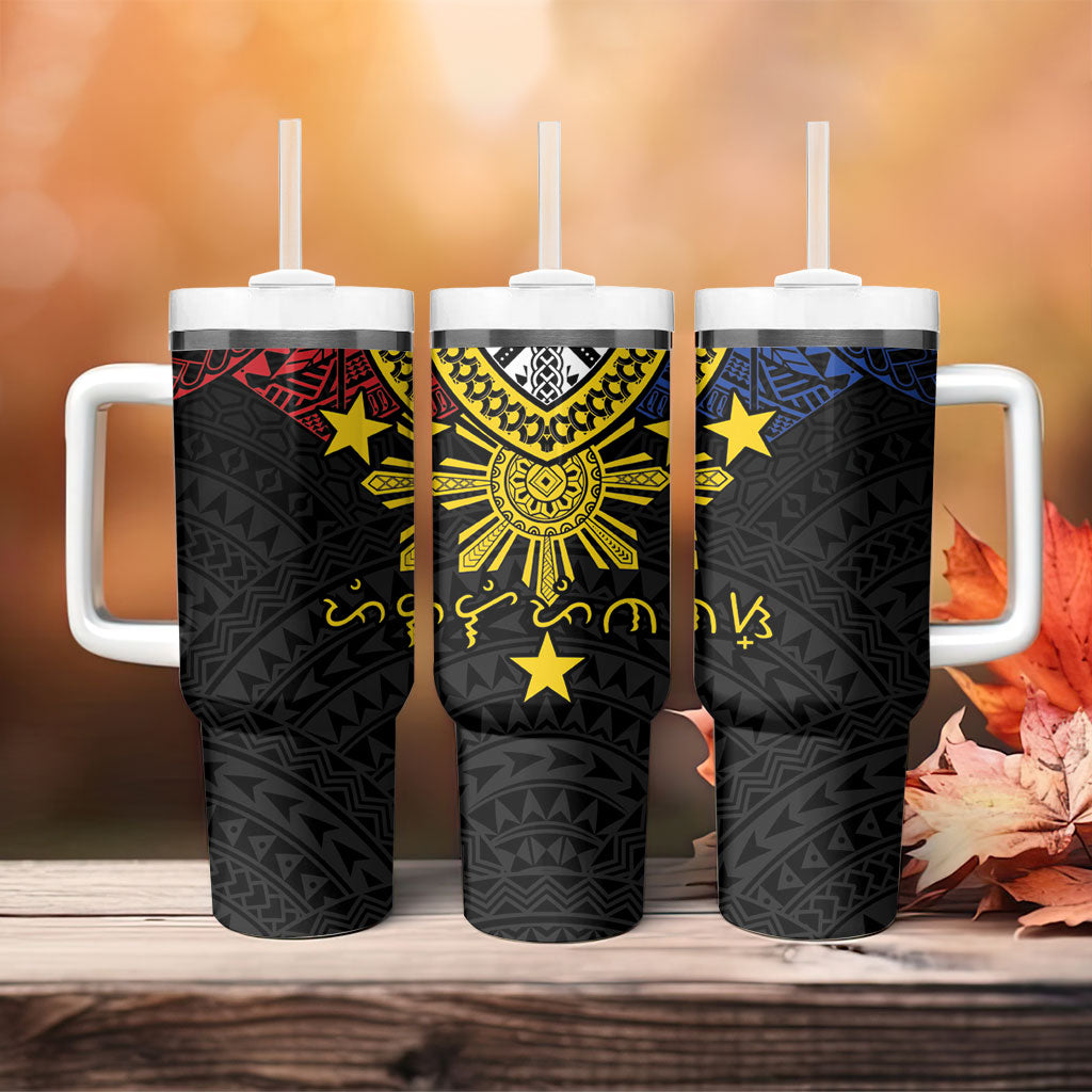 Philippines Heritage Baybayin Mix Polynesian Tumbler With Handle