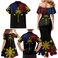 Philippines Heritage Personalized Family Matching Mermaid Dress and Hawaiian Shirt Baybayin Philipinas Sun