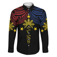 Philippines Heritage Personalized Family Matching Off The Shoulder Long Sleeve Dress and Hawaiian Shirt Baybayin Philipinas Sun