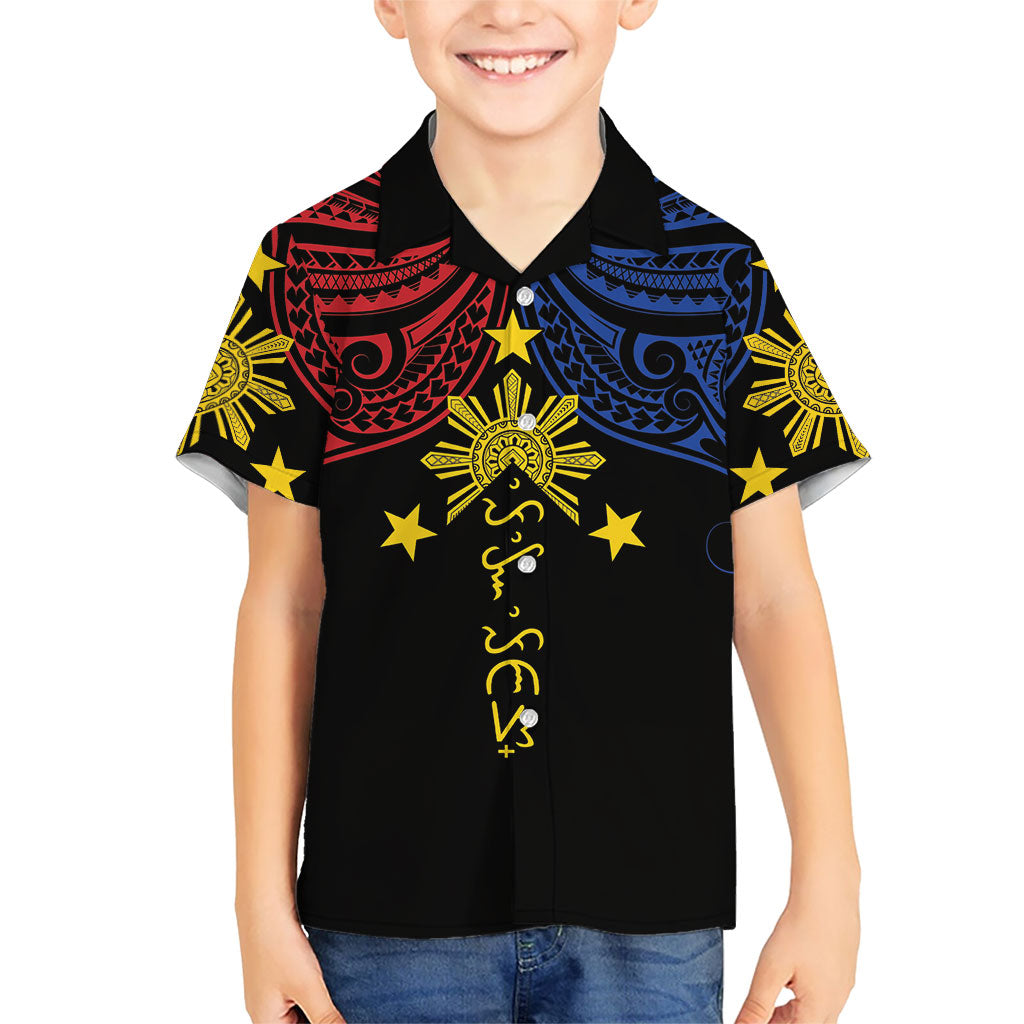 Philippines Heritage Personalized Family Matching Off The Shoulder Long Sleeve Dress and Hawaiian Shirt Baybayin Philipinas Sun