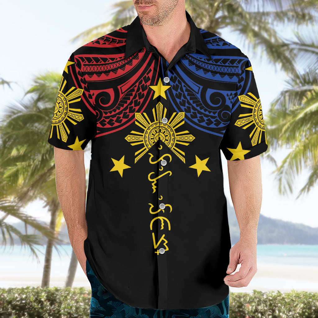 Philippines Heritage Personalized Hawaiian Shirt Baybayin Philipinas Sun