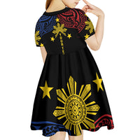 Philippines Heritage Personalized Kid Short Sleeve Dress Baybayin Philipinas Sun