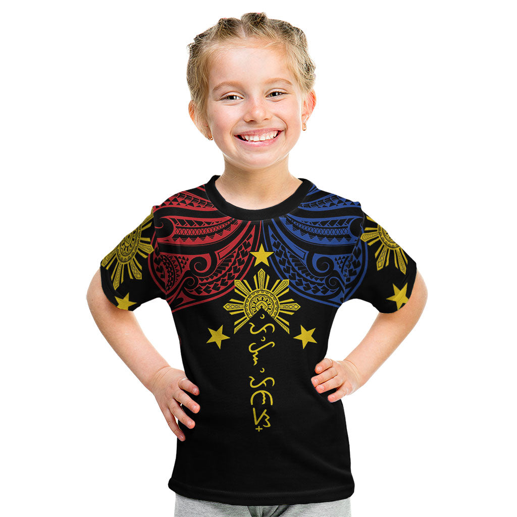 Philippines Heritage Personalized Kid T Shirt Baybayin Philipinas Sun