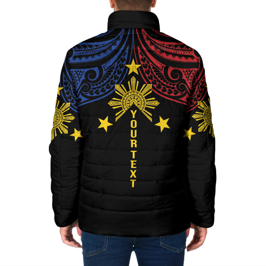 Philippines Heritage Personalized Padded Jacket Baybayin Philipinas Sun