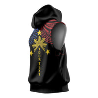 Philippines Heritage Personalized Sleeveless Hoodie Baybayin Philipinas Sun