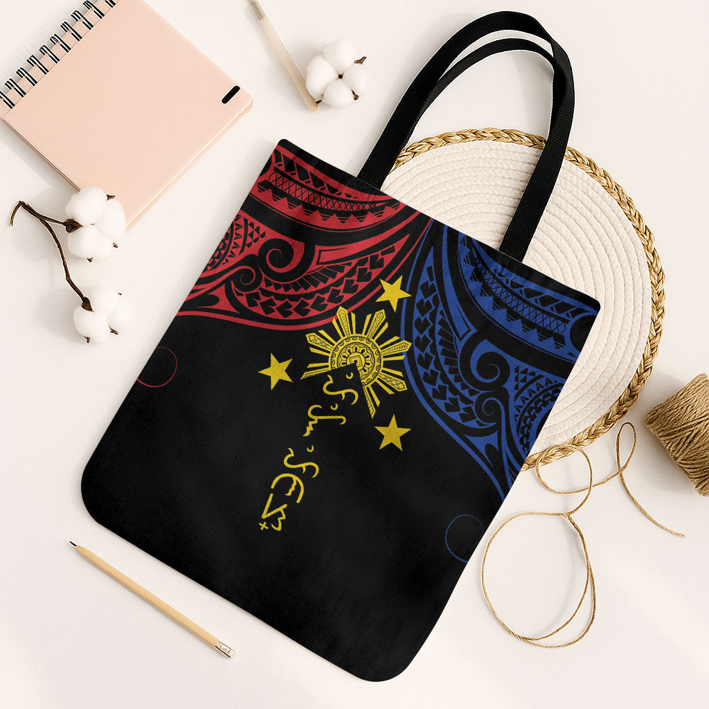 Philippines Heritage Tote Bag Baybayin Philipinas Sun