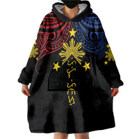 Philippines Heritage Personalized Wearable Blanket Hoodie Baybayin Philipinas Sun