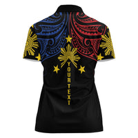 Philippines Heritage Personalized Women Polo Shirt Baybayin Philipinas Sun LT7 - Polynesian Pride