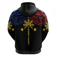Philippines Heritage Personalized Zip Hoodie Baybayin Philipinas Sun