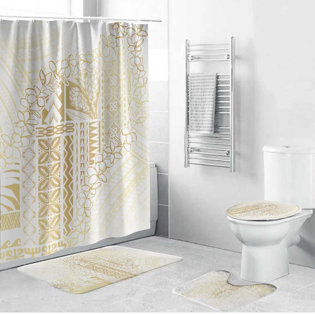 Samoa Lotu Tamaiti Mamanu Siapo Bathroom Set Golden Plumeria - Polynesian Pride