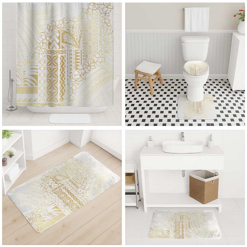 Samoa Lotu Tamaiti Mamanu Siapo Bathroom Set Golden Plumeria - Polynesian Pride