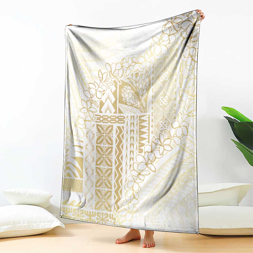 Samoa Lotu Tamaiti Mamanu Siapo Blanket Golden Plumeria - Polynesian Pride