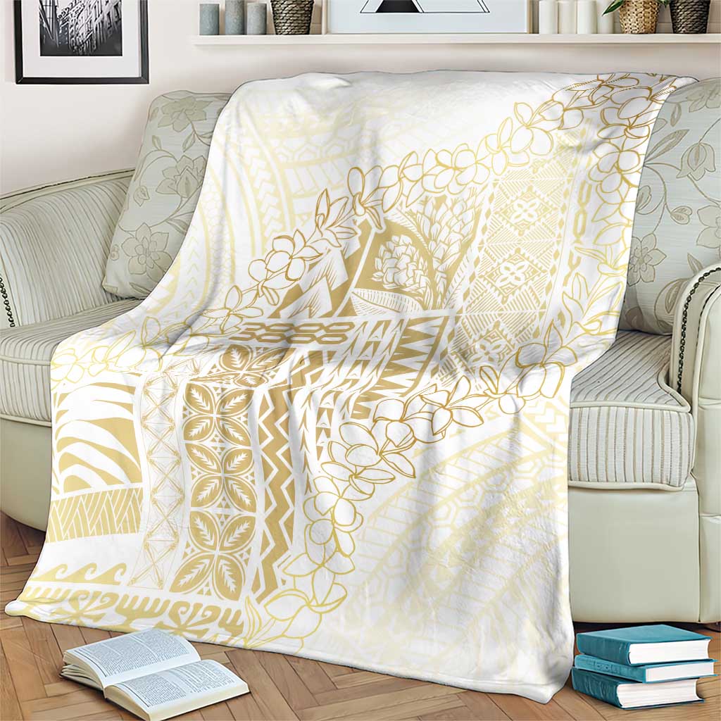 Samoa Lotu Tamaiti Mamanu Siapo Blanket Golden Plumeria - Polynesian Pride