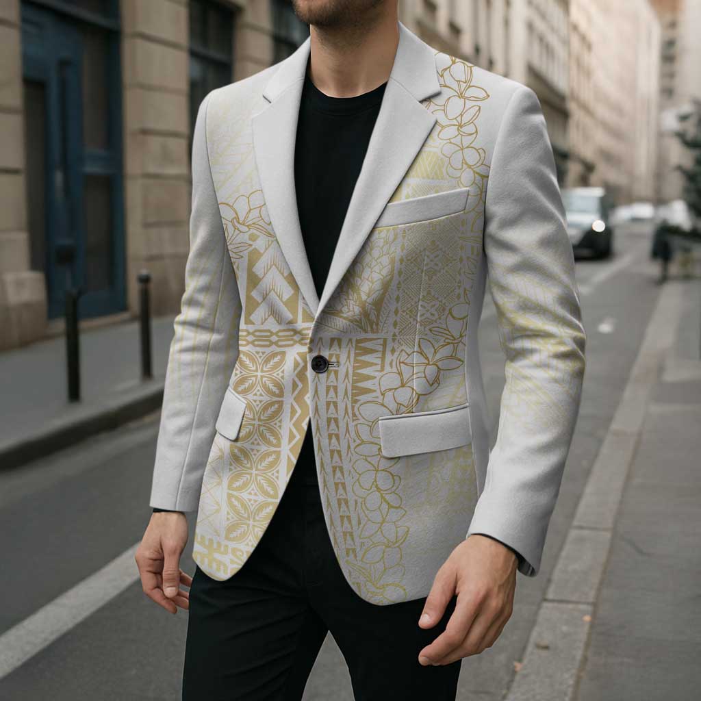 Samoa Lotu Tamaiti Mamanu Siapo Blazer Golden Plumeria - Polynesian Pride